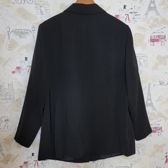 Black Pin Striped 18W Units Woman Blazer Plus Size - Picture 2 of 4